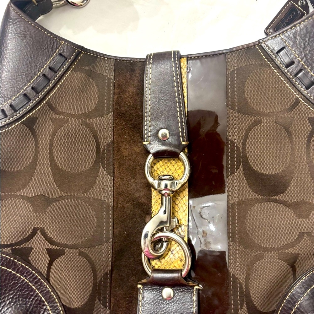 Coach 10260 Hampton Brown Python Stripe Hobo Bag. - image 2